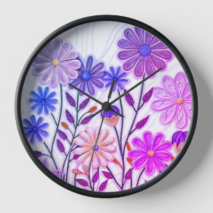 Horloge Fleurs en Papier et Fil : Fleur sauvage en quillin