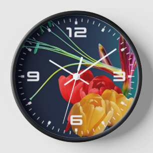 Horloge Fleurs roses-17250