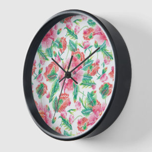 Horloge Fleurs roses brillantes Fille Motif