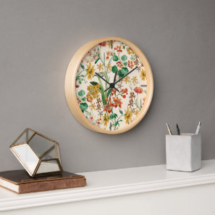 Horloge Fleurs vintages d'orchidées botaniques d'été