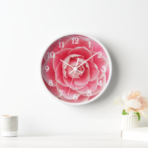 Horloge Floral de Fleur de Camellia rose