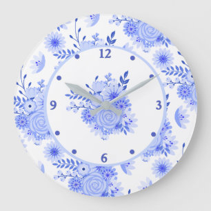 Horloge florale Bleu Delft