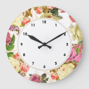 Horloge florale de roses vintages roses de roses