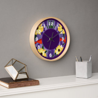Horloge Florale Moderne -Violet