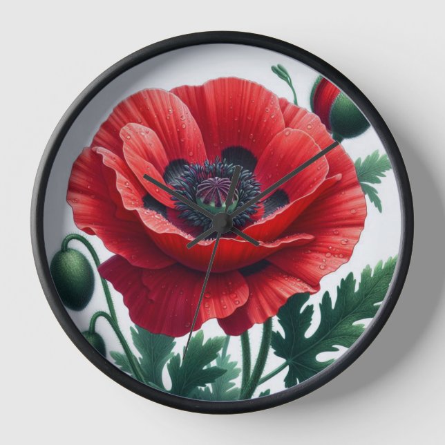 Horloge Flore de pavot rouge (Recto)
