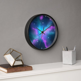 Horloge Fond de nuage de nébuleuse coloré