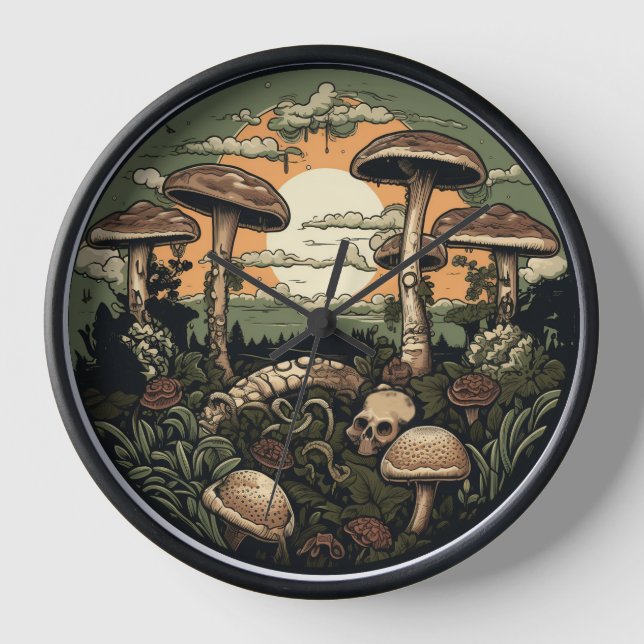 Horloge Forêt de champignons punk (Recto)