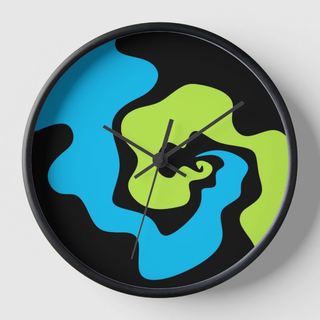 Horloge Formes abstraites simples élégantes Bleu vert noir (Recto)