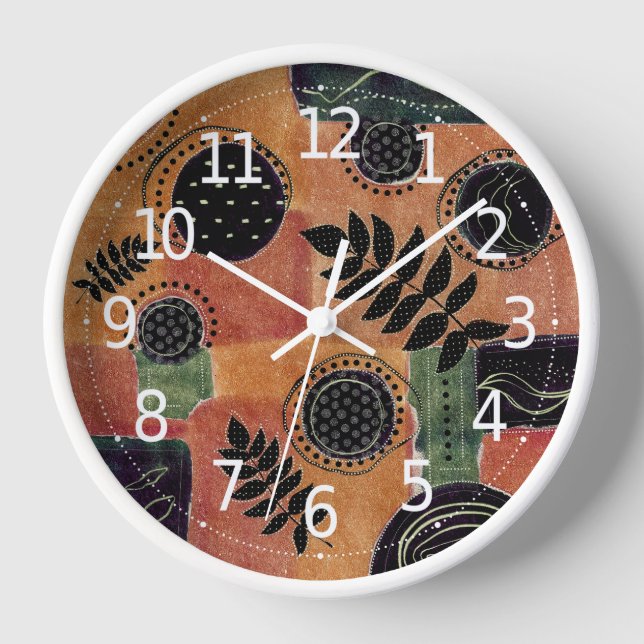 Horloge Formes et feuilles de cercles géométriques abstrai (Recto)
