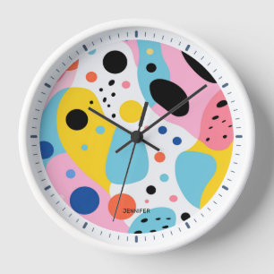 Horloge Formes organiques colorées joueuses  monogramme