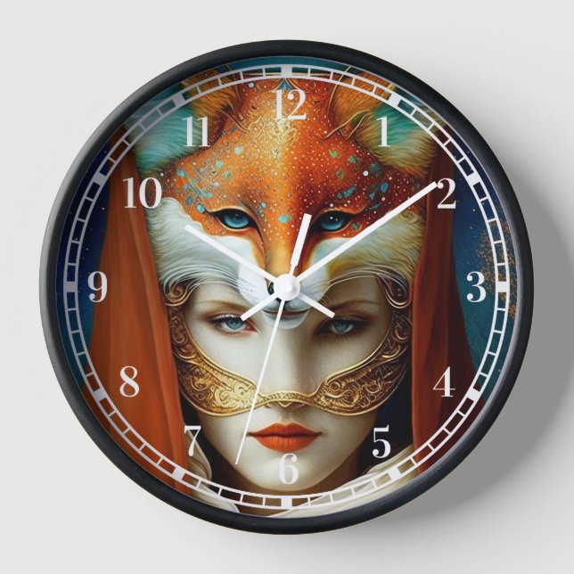Horloge Fox Femme Surreal Imaginaire Art (Recto)