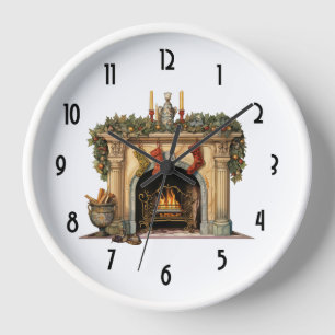 Horloge Foyer victorien cosy Noël