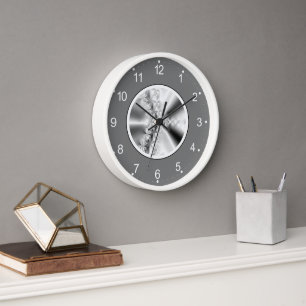 Horloge Fractale de dégradé gris abstrait