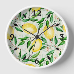 Horloge Fruit aux citrons d'aquarelle