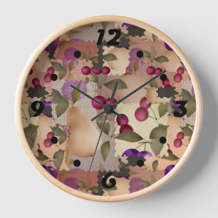 Horloge Fruits, patchwork