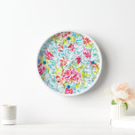 Horloge Fun Funky Summer Colors Peinture Art<br><div class="desc">Belle rose chaude contemporaine, bleu vif, bleu aqua turquoise, vert menthe et citron vert, orange et corail rouge de l'aquarelle tourbillonne les traits motif. Décor intérieur intérieur design et accessoires pour décorer votre chambre de maître ou d'enfant, cuisine, garderie, salon ou chambre familiale, grotte homme ou femme, dortoir de collège,...</div>