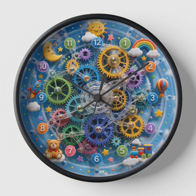 Horloge funky pour chambre d'enfant (Recto)