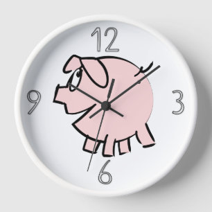 Horloge Funny 3 Dessin Illustration Cochon Année Anniversa