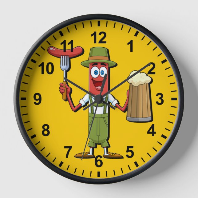 Horloge Funny Oktoberfest Saucisse allemande (Recto)