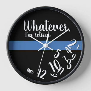 Horloge Funny Thin Blue Line Agent de police Retraite