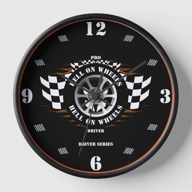Horloge Garage de pilote pro de drapeau à damier de course (Recto)