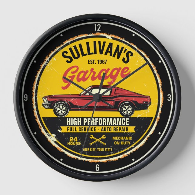 Horloge Garage de voiture classique rouge rapide 1967 pers (Recto)
