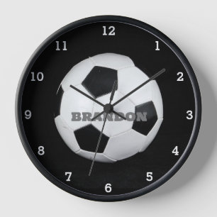 Horloge Garçons balle de football noir élégant Nom personn