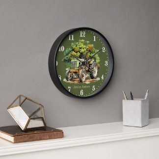 Horloge Garçons cool Amateurs de tracteur ajouter le nom