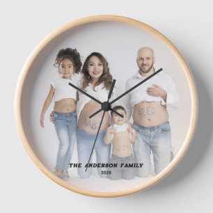 Horloge Garde de famille de texte personnalisé photo