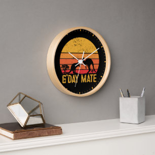 Horloge G'day Mate ! Kangaroos australien Vintage rétro