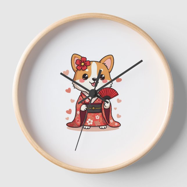 Horloge Geisha Corgi Dog Lover Welsh (Recto)