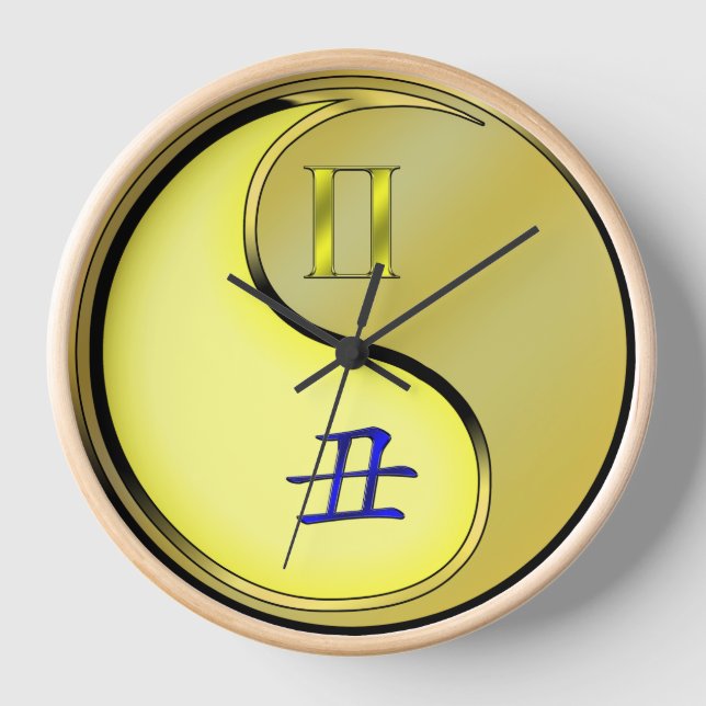 Horloge Gémeaux & Bœuf Métallique (Recto)