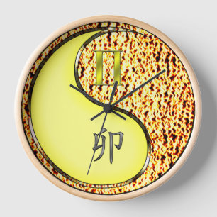 Horloge Gémeaux & Lapin de Feu