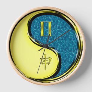 Horloge Gémeaux & Singe d'eau