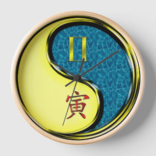 Horloge Gémeaux & Tigre d'eau
