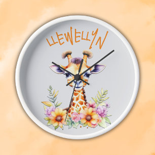 Horloge Giraffe de bébé monogramme