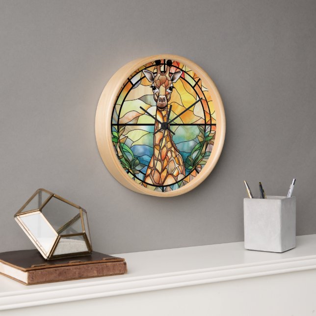 Horloge Giraffe en verre ciselé (Bureau)