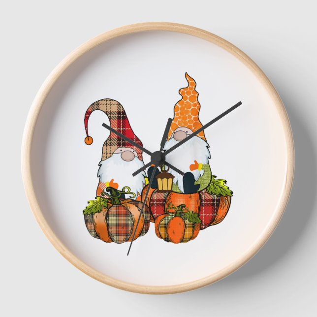 Horloge Gnomes citrouilles Automne automne mignon Hallowee (Recto)
