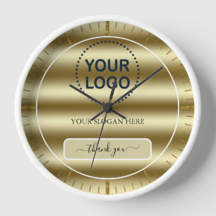Horloge Gold branché votre logo ici Promo Business