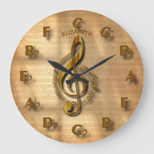 Horloge Gold Treble Clef Avec Cercle De Cinquantiè