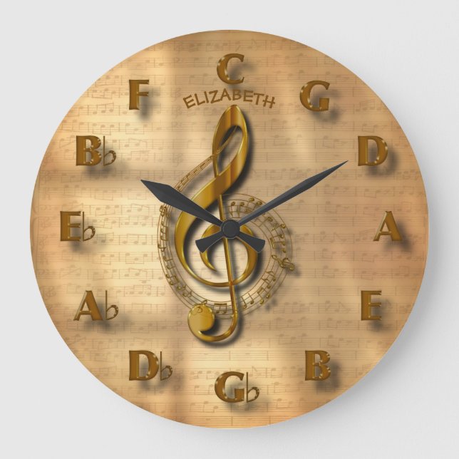 Horloge Gold Treble Clef Avec Cercle De Cinquantiè (Recto)