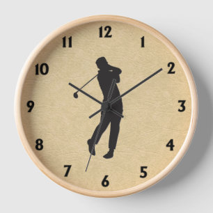 Horloge Golfeur en cuir Regardez les chiffres noirs Mur de