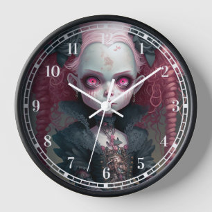 Horloge Goth Girl Rose Noir Déplaisant mignon