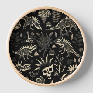 Horloge Gothic Tribal Dinosaur Skeleton Wall Clock