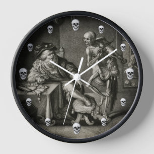 Horloge gothique avec la danse de la mort et des c