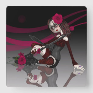 Horloge gothique de poupée en sag