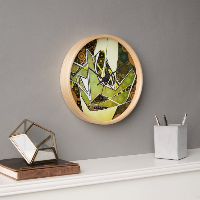 Horloge Graffiti Abstrait rétro Main urbaine géométrique (Bureau)