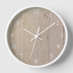 Horloge Grains de bois texturés blancs blanchis