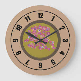Horloge grande aux fleurs roses modernes