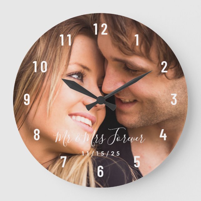 Horloge grande avec photo de couple et date d'anni (Recto)